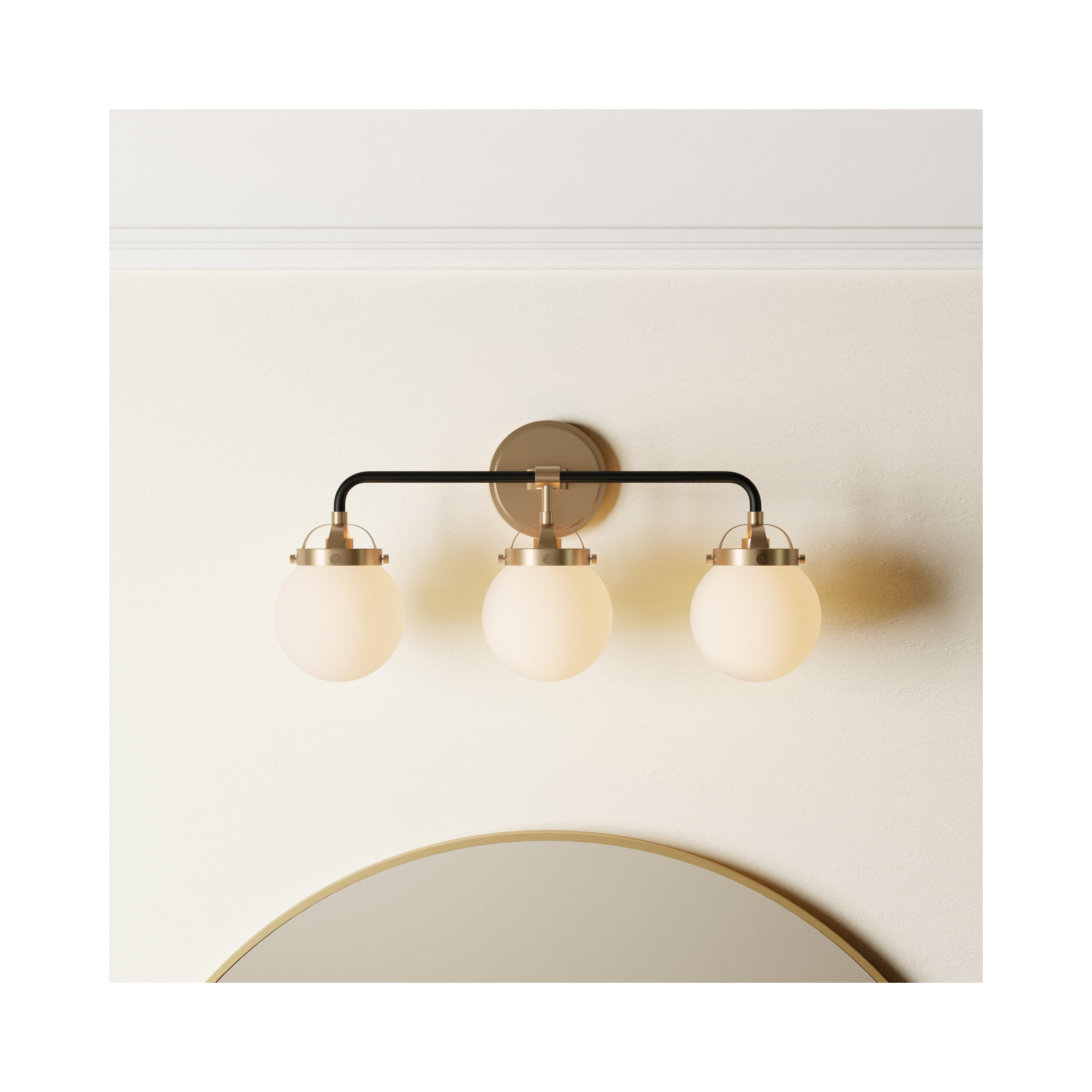 Newport 3 Light Frosted Dimmable Vanity Light, No , Satin Brass