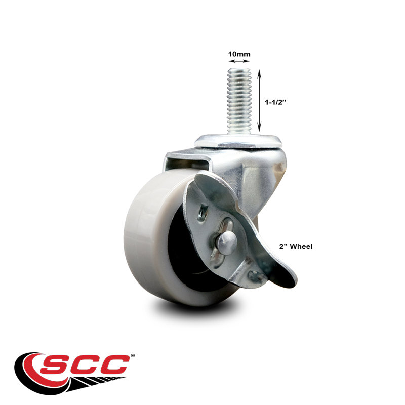 Roue de 2 pouces avec roulette en caoutchouc 10 mm avec frein SCC