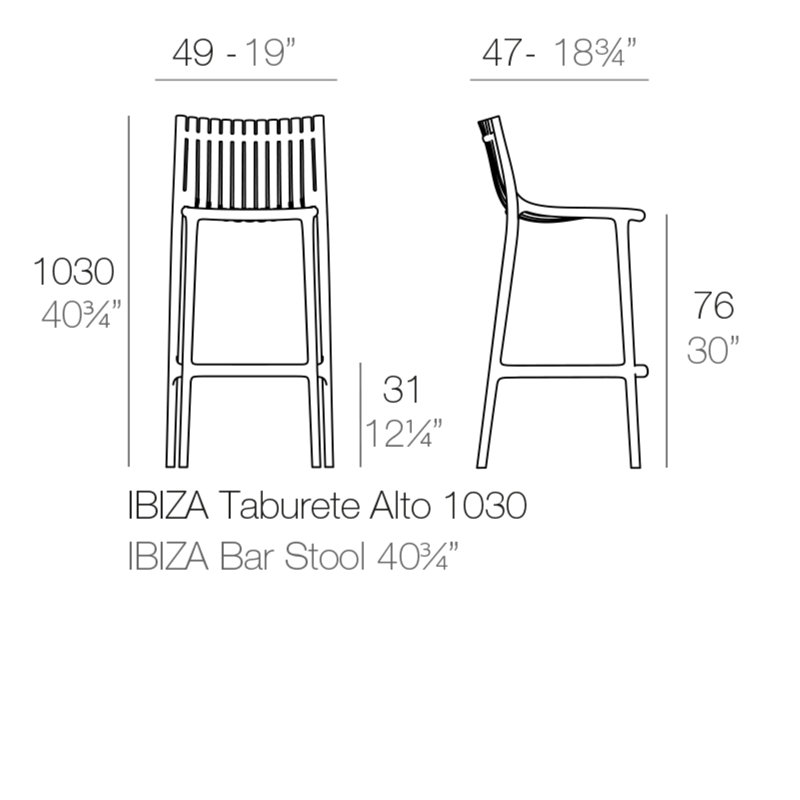 Ibiza 30” Patio Bar Stool, White