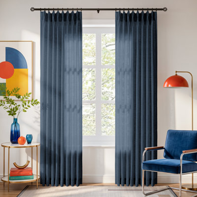 Memory-set Curtains, Thick Linen Texture, Light-filtering and Privacy-friendly Living Room Curtains, 2-Piece Set with Hook Pleat Design.