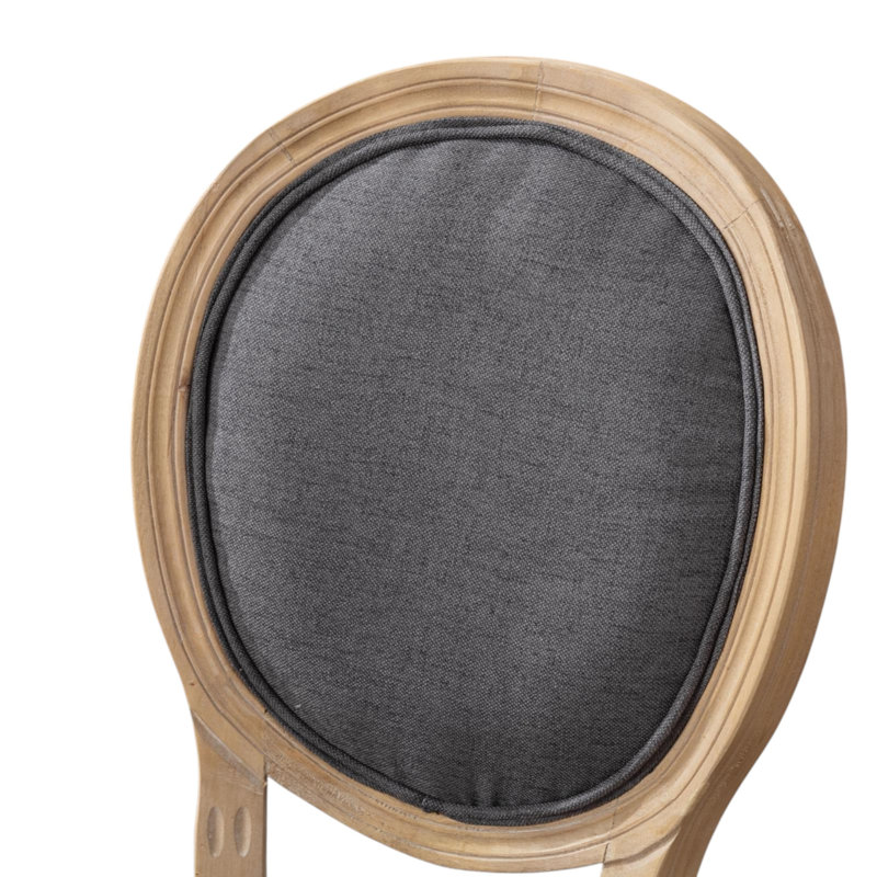 Amando 19.7" H Upholstered Side Chair King Louis Back Solid Wood Dining Chairs, Gray, Oak Wood, 2 Chairs