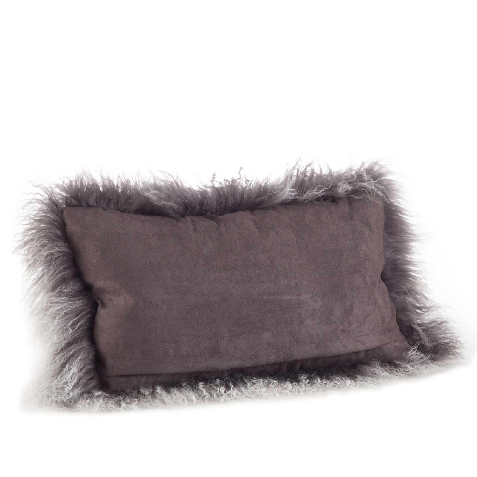 Iyana Wool Lumbar Throw Pillow, Charcoal, 12"H x 20"W