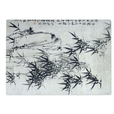Tempered Glass Bamboo and Rocks Chopping Board