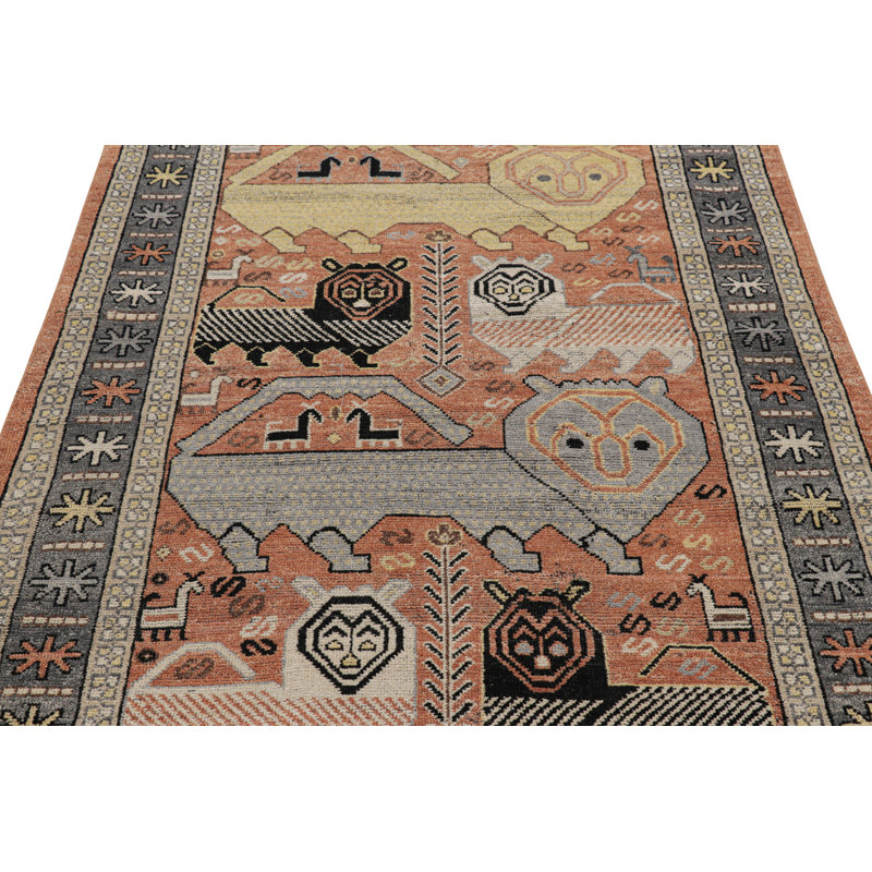 Burano Hand Knotted Wool Animal Print Area Rug, Rectangle 8' x 10'