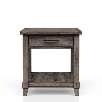Table de bout en bois massif et gris avec aspect de charge rustique