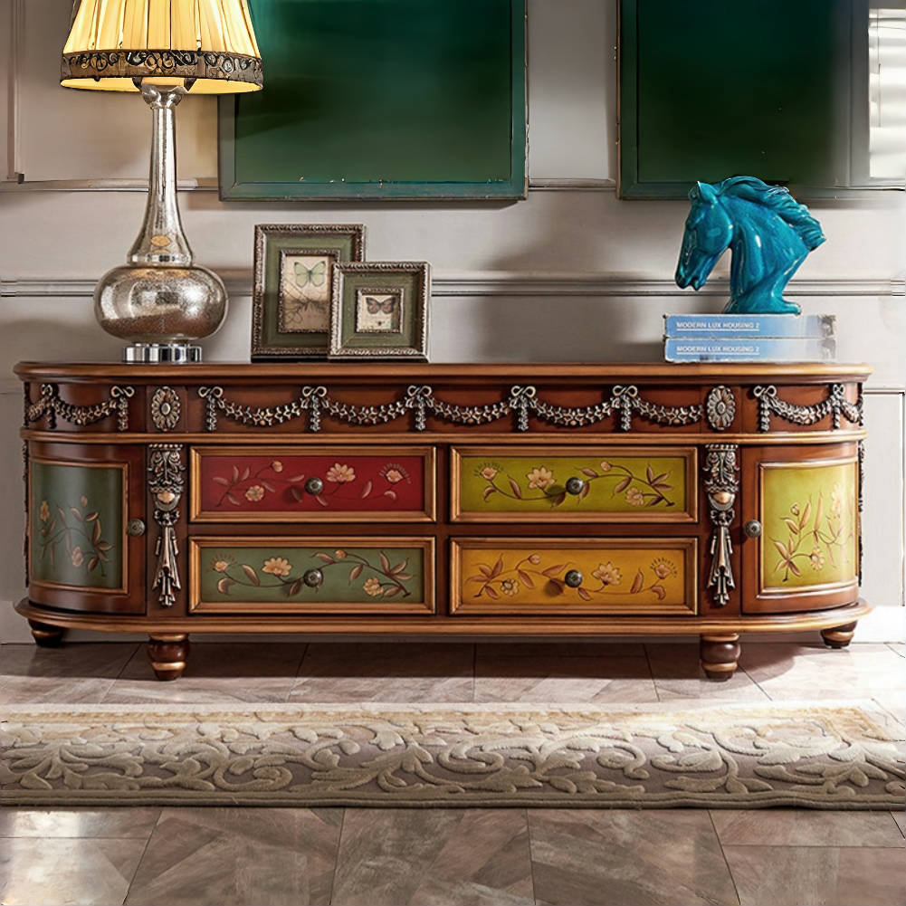 Canora Grey American Style Solid Wood Carved TV Cabinet | Wayfair