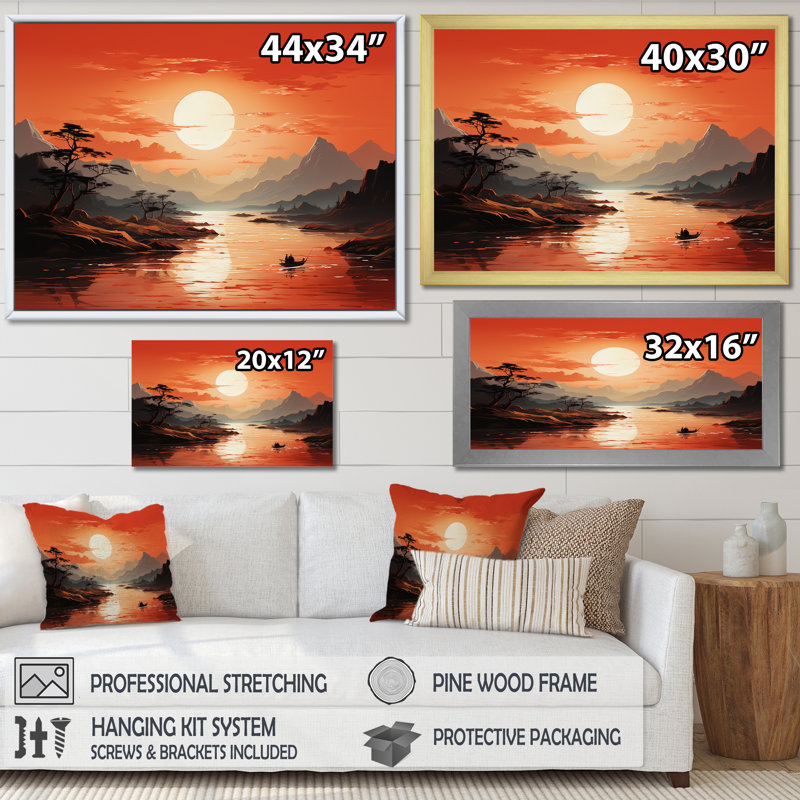 «Sunsets Simplicity Desert Solitude II», reproduction sur toile, Cadre simple blanc, H 30 po x l 40 po x P 1,5 po
