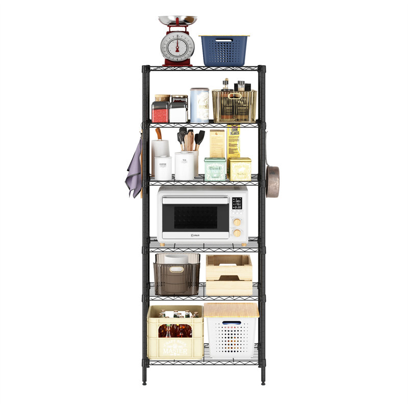 Support de rangement en métal à 6 niveaux avec pieds réglables Cavazos, H 59 po x l 23 po x P 13 po, Noir