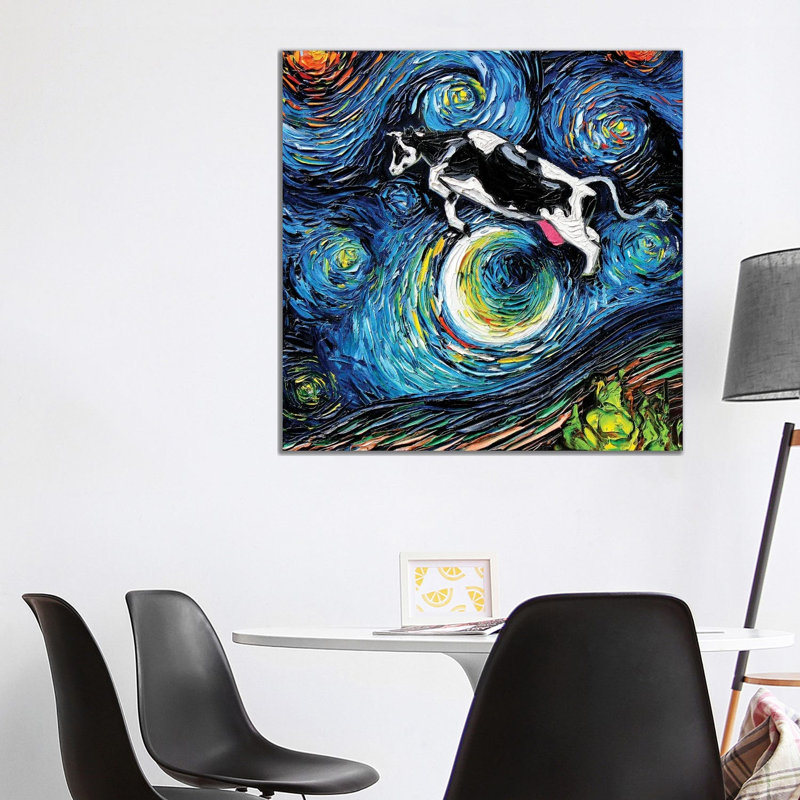 The Cow Jumped Over The Moon by Aja Trier - Wrapped Canvas Print, 93.98 cm H x 93.98 cm W x 3.175 cm D