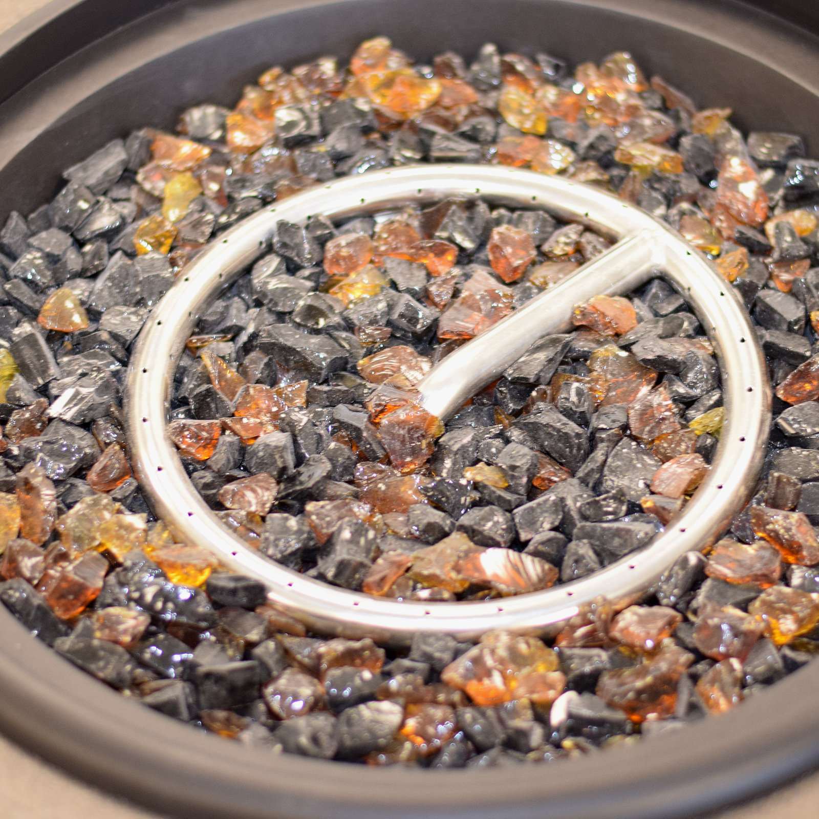 Townsend Round Fire Pit Table, Dark Gray