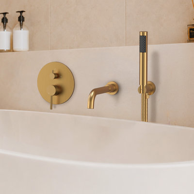 Wall Mount Tub Faucet with Pressure Balance Valve and Hand Shower
