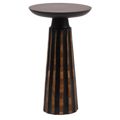 Modern Black & Walnut Wood Accent Table