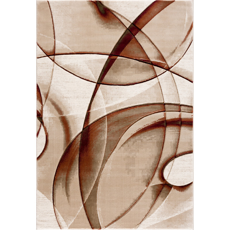 Alexia Collection Beige/Brown Abstract Modern & Contemporary Area Rug, 2'1 X 3'3