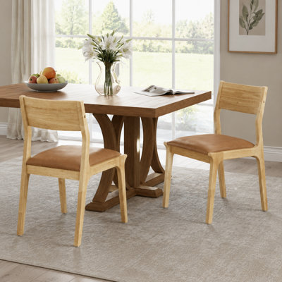 Ensemble de 2 chaises de salle à manger rembourrées avec structure en bois massif