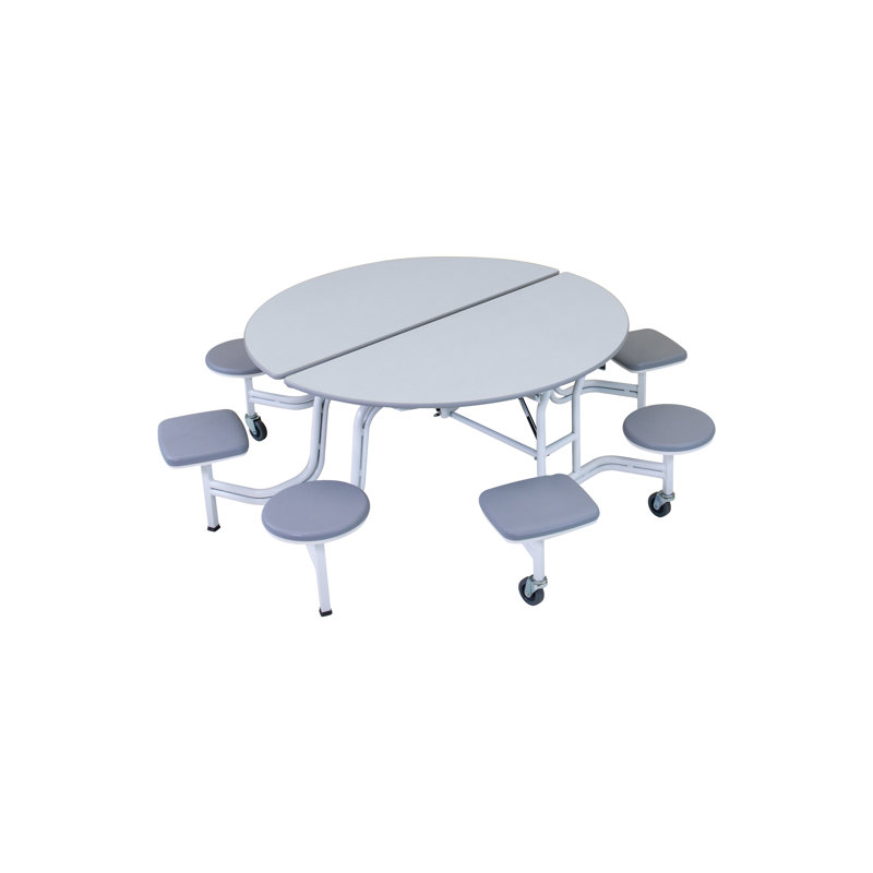 Table à tabourets mobile - ronde - 8 tabourets