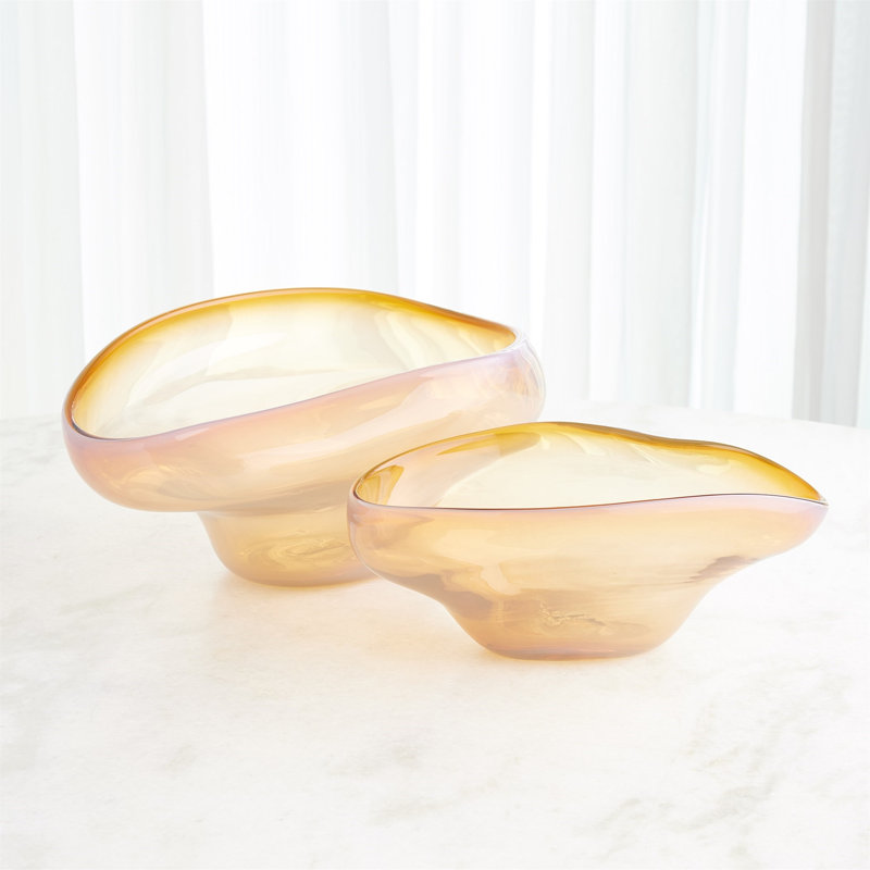 Harmony Bowl, 5.5" H x 13.25" W x 8.25" D, Cloudy/Amber