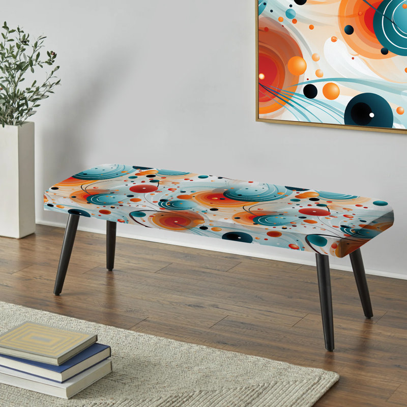 Illusion de sphère enchantée bleue et orange - Banc rembourré géométrique noir