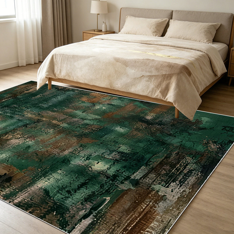 1PC Vintage Textured Dark Forest Oil Painting area rugs for Living Room, Soft and Comfortable, Suitable for all seasons, easy-to-maintain, machine washable Indoor floor mat, Under Table Farmhouse suitable for entryway, dining room, bedroom,