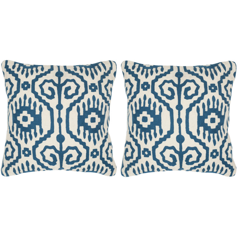 Embroidered Feather Throw Pillow