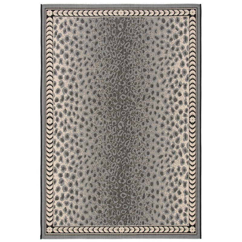 Grey and Black Animal Print Indoor/Outdoor Rug