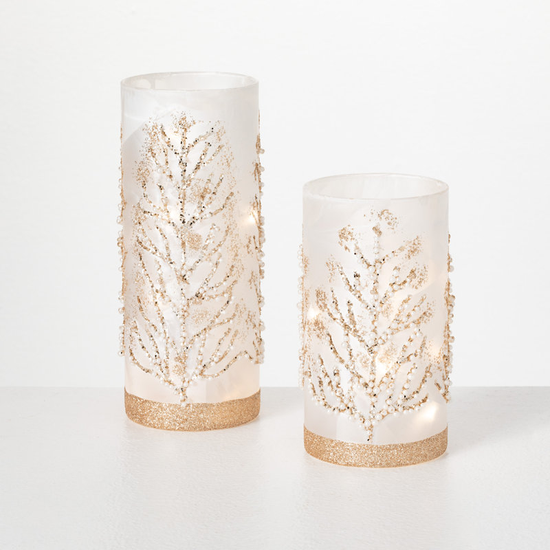 Ensemble de 2 lampes à piles cylindriques éclairées