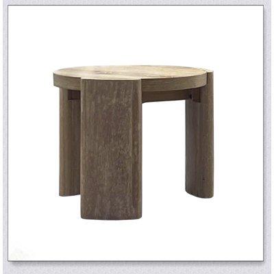 Round End Table Contemporary Style With Panel Base And Durable Rubberwood Construction