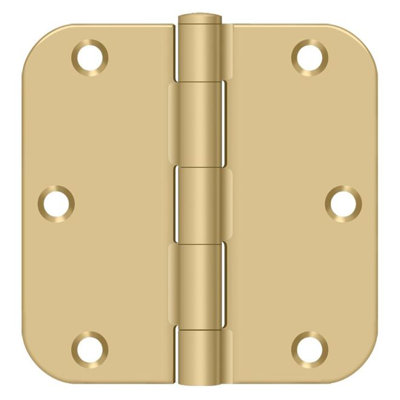 Deltana S35R5BK4 3-1/2" x 3-1/2" x 5/8" Radius Hinge, Residential Thickness in Brushed Brass Pair