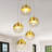 5 - Light Dimmable Globe Chandelier with Brush Gold Finsh