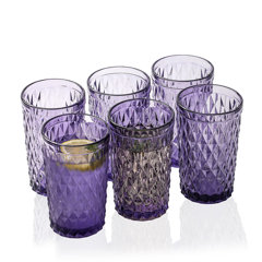 (4-Pack) 9.5 oz Romantic Glass, Pink / Purple Thick Heavy Premium Drinking  Glasses, Vintage Hobnail Tumblers - Glassware Set for Juice, Beverages