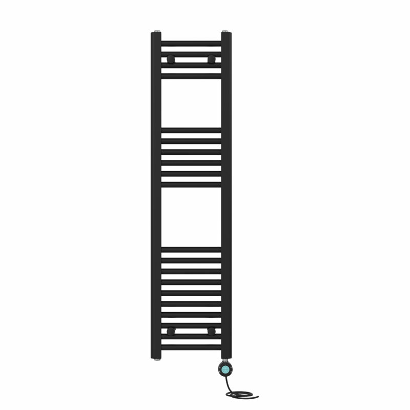 Carli Straight Towel Rail Heated Towel Rails, 120cm H x 30cm W x 3cm D, Black