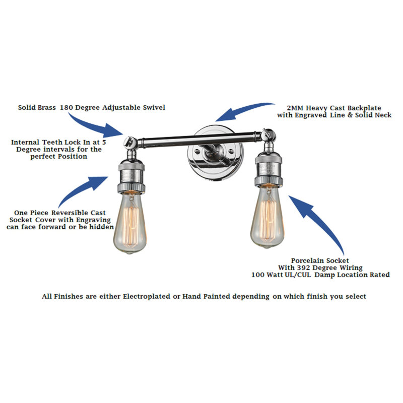Gebhart 2 - Light Dimmable Vanity Light, Matte White Cased, Polished Chrome, Bulb Not Included
