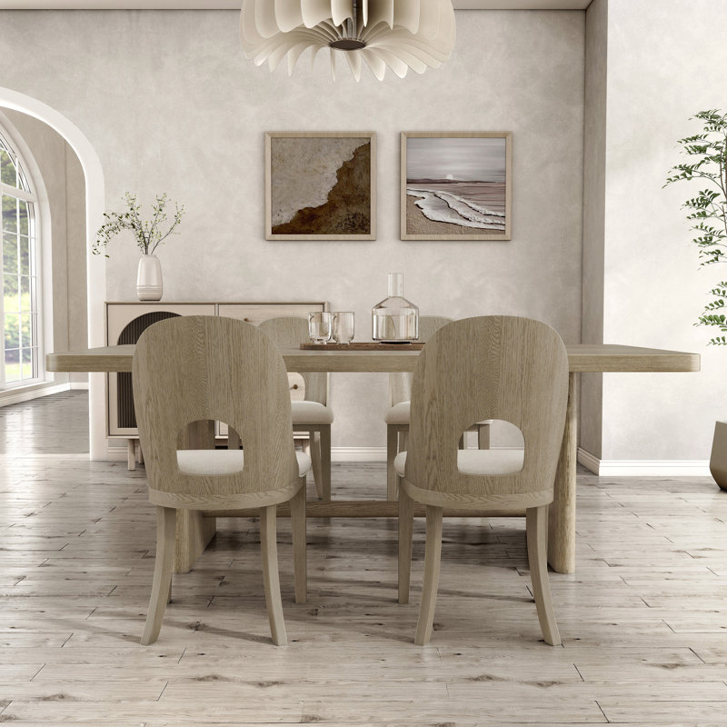 Doloros Dining Table Set, White Oak, 5 Pieces: Table, 4 Chairs