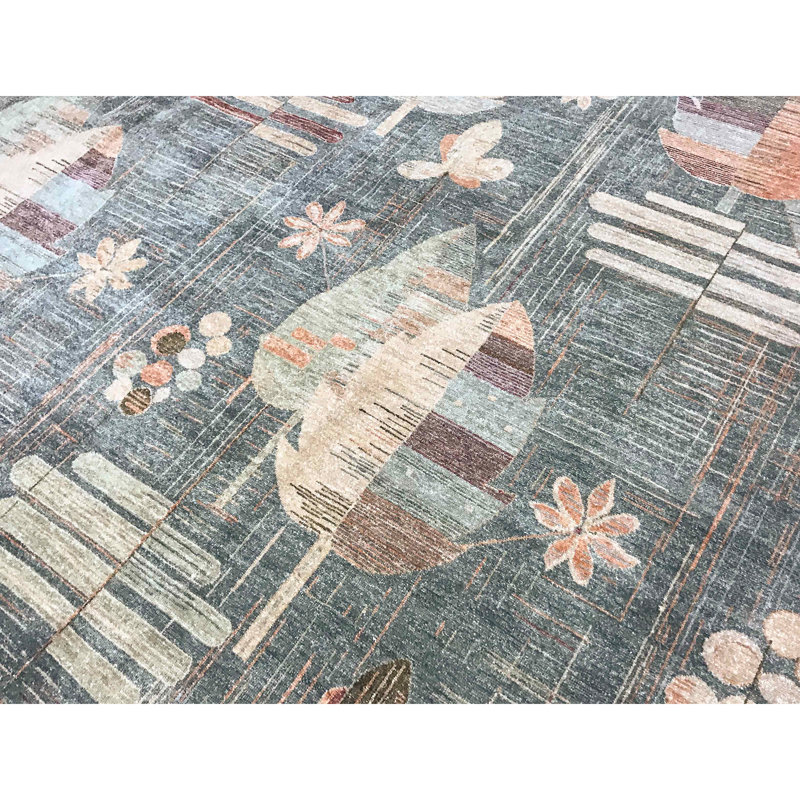 Hand-Knotted High-Quality Green Area Rug