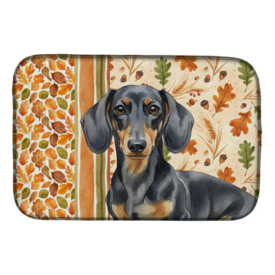 Tapis de séchage d'automne noir et brun teckel