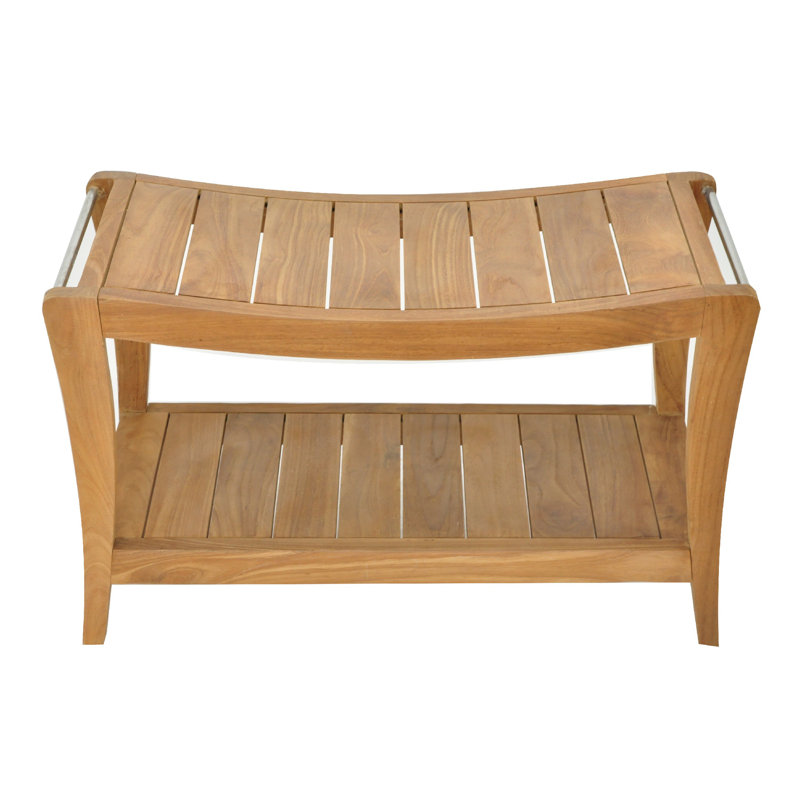 Spateak Grade-A Teak Wood Paris Shower Seat 30" Outdoor Patio Stool Bench