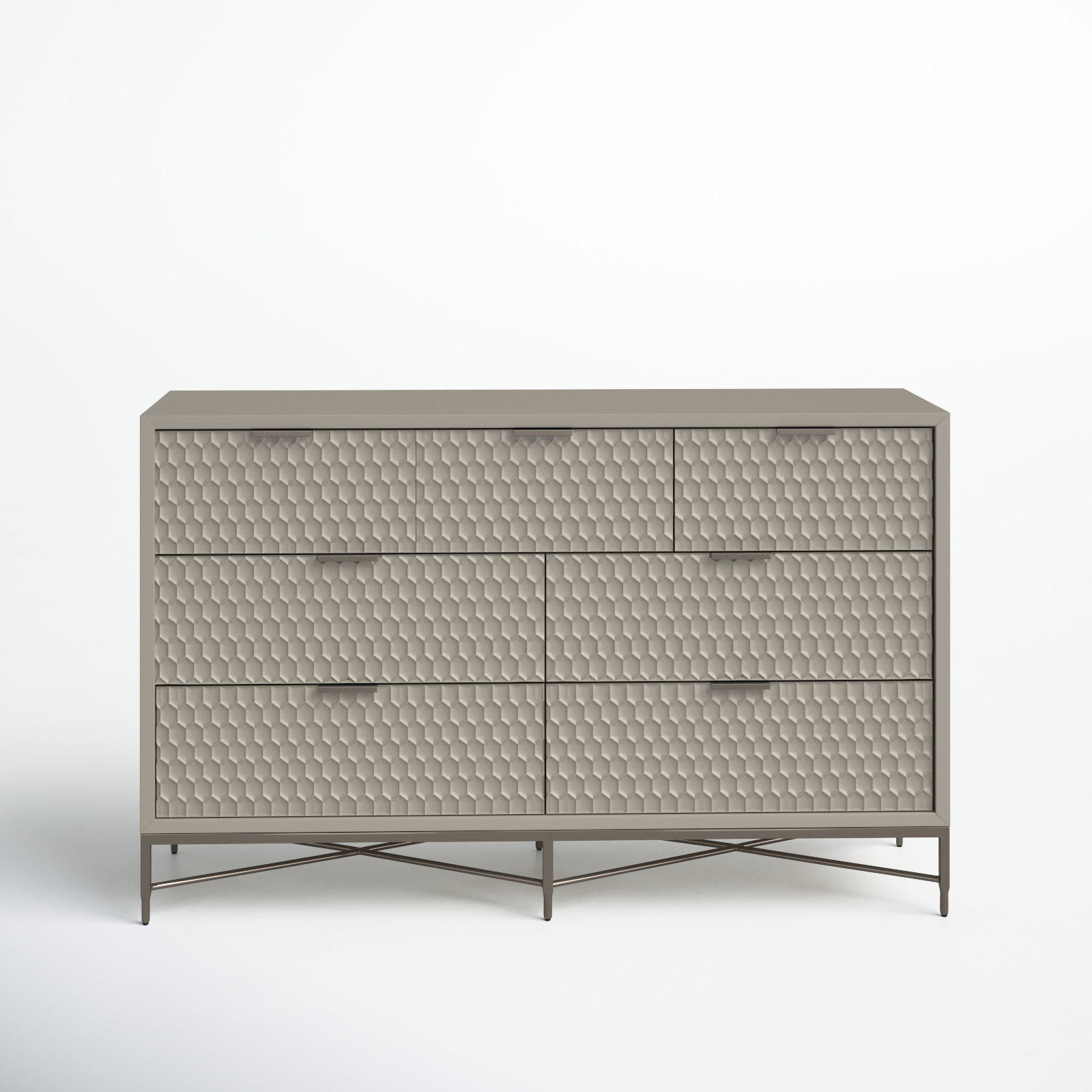 Capra 7 Drawer 56" W Double Dresser, Cement Gray