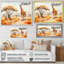 «Orange Orange Beige Girrafe Walk in African Landscape», reproduction sur toile-1675763263-1675763260