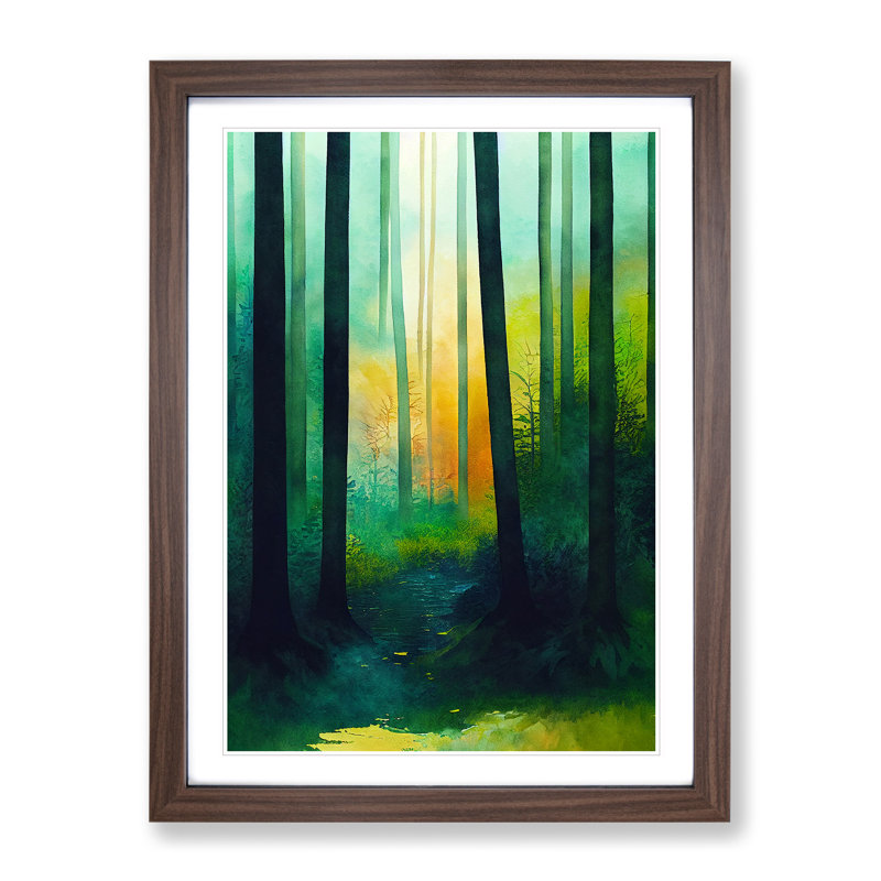 Vibrant Forest No.1 - Wall Art, 48cm H x 36cm W, Walnut Framed Paper, White