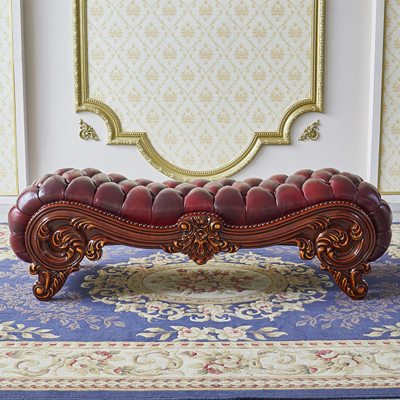 Banc rembourré en cuir véritable