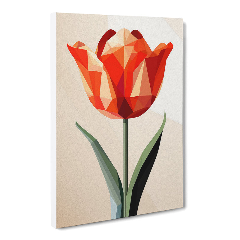 Tulip Flower Geometric No.2 - Wrapped Canvas, 60cm H x 40cm W x 3cm D