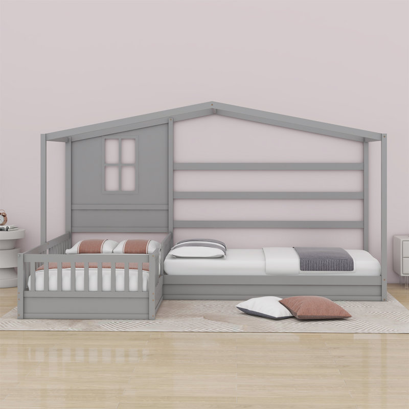 Solid Bed L Structure With Fence And Slatted Frame