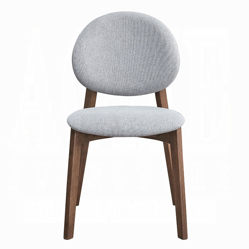 Hamza Side Dining Chair Set Of 2, Light Linen, Walnut Wood, Grey