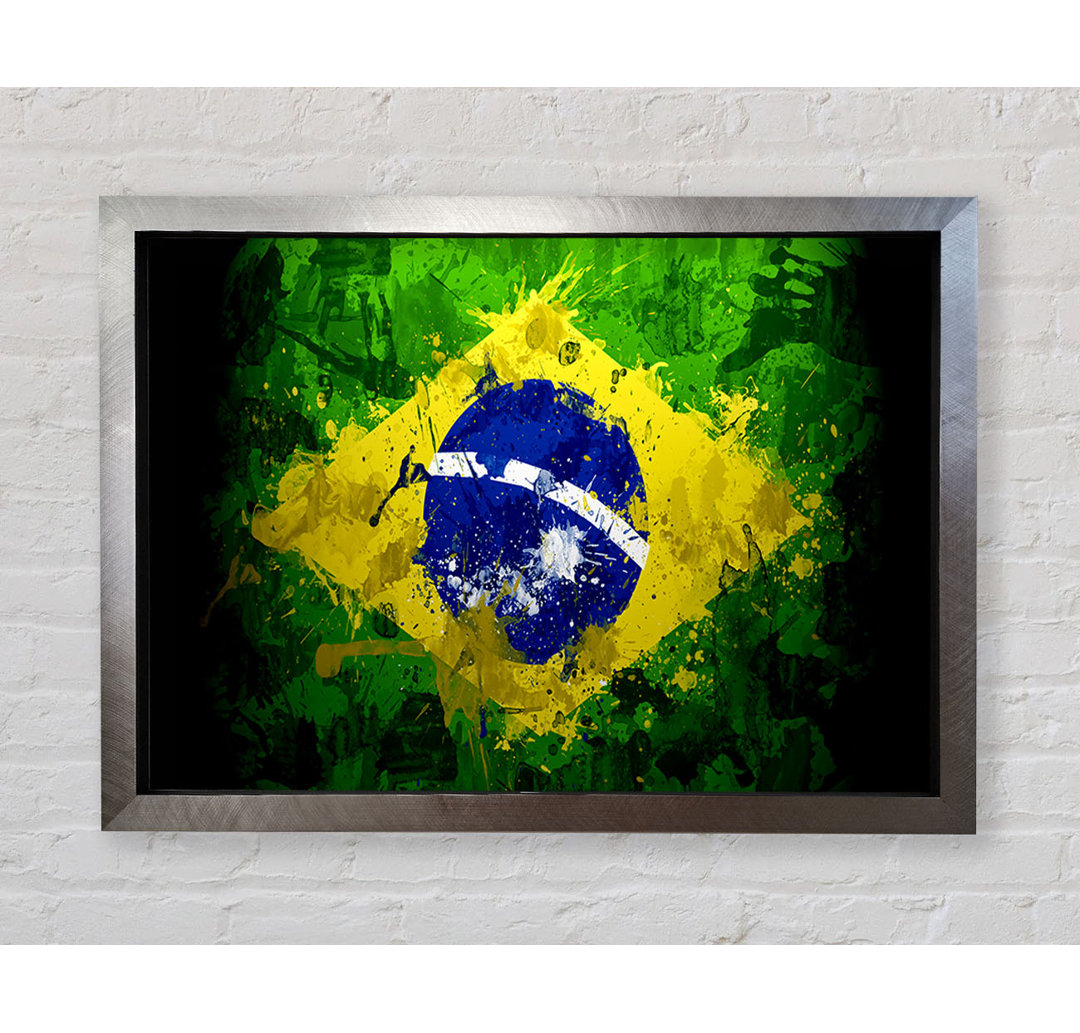 Brasilianische Flagge Grunge - Druck