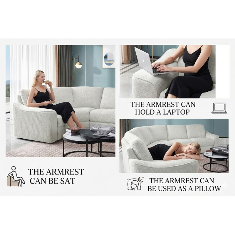 L-shaped Power Recliner Sectional Sofa With Storage & Wireless Charge, White Polyester Blend