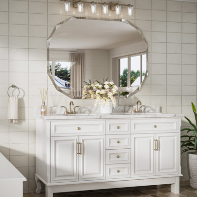 Pearlette Oval Beveled Frameless Bathroom Vanity Mirror Decorative Wall Accent Mirror