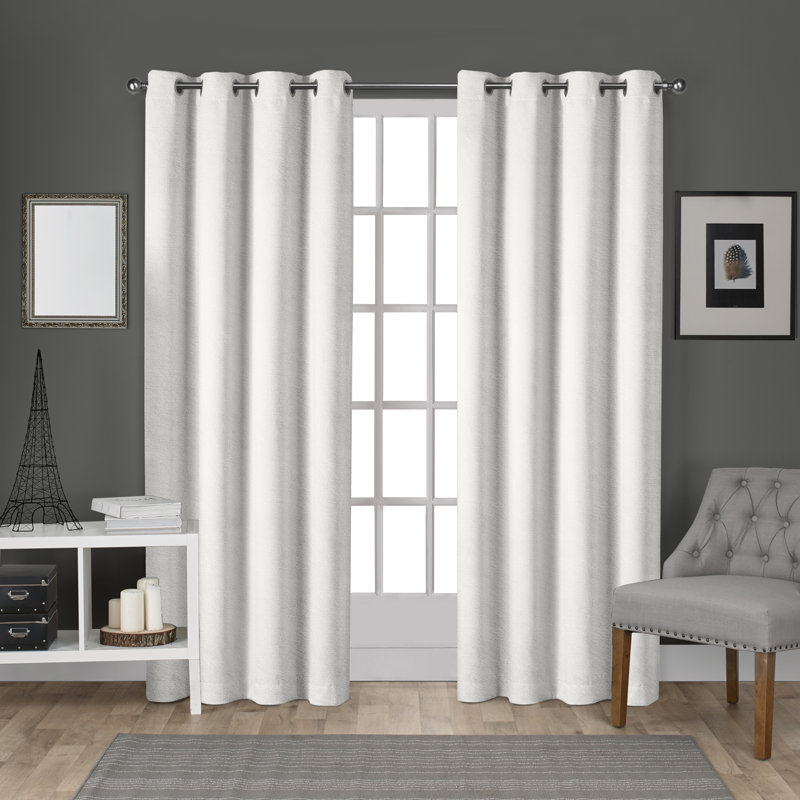 Cambra Velvet Semi-Sheer Grommet Curtain Panels, Winter White, 54"L x 63"W