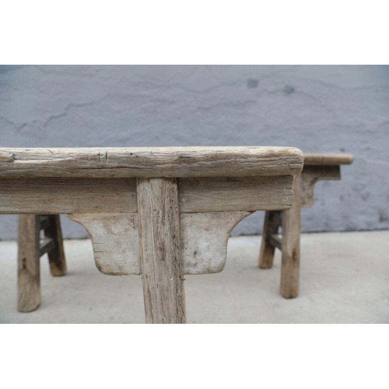 Banc en bois massif Haneef, H 20 po x l 60 po x P 7 po, Gris