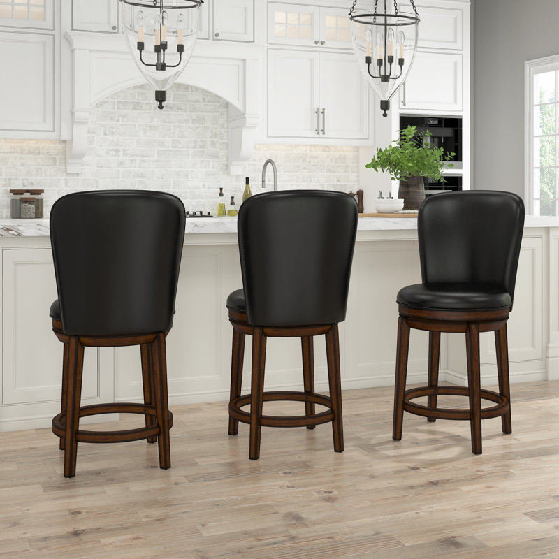 Atterbury Swivel Upholstered Faux Leather Counter Stool, Counter Stool (27" Seat Height)