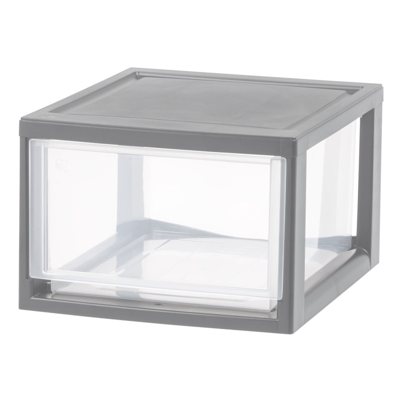 Stackable Storage Bin W/ Drawer, Gray