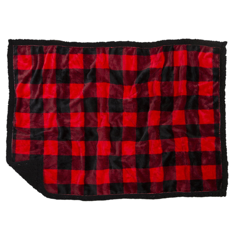 Lumberjack Plaid Red S/M - Black sherpa, 20cm L x 30cm W, Red/Black